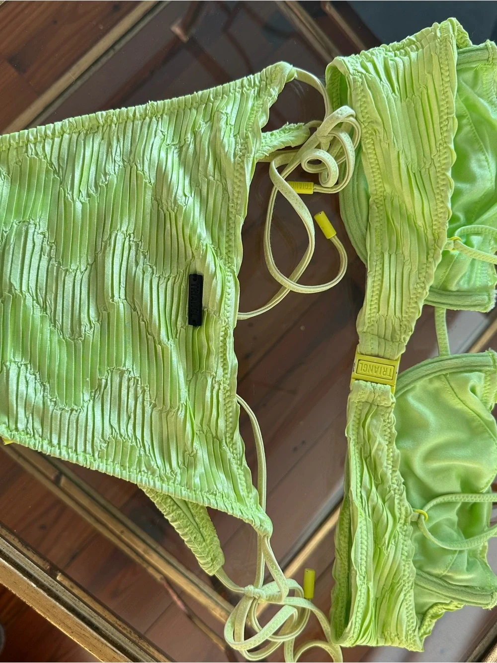 Triangl Neon Green Textured Two-Piece Bikini Set